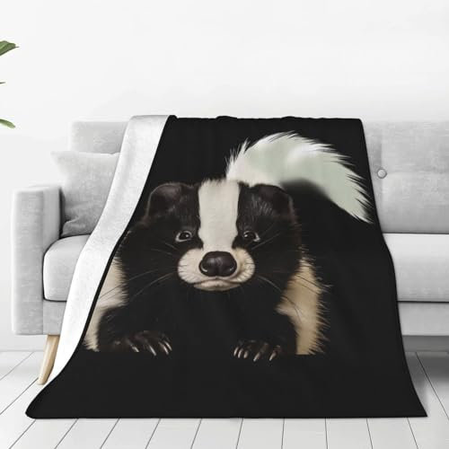 ZAMOUX Ultraweiche Micro-Fleece-Decke mit niedlichem Stinktierdruck, ultraweich, mikroleicht, warm