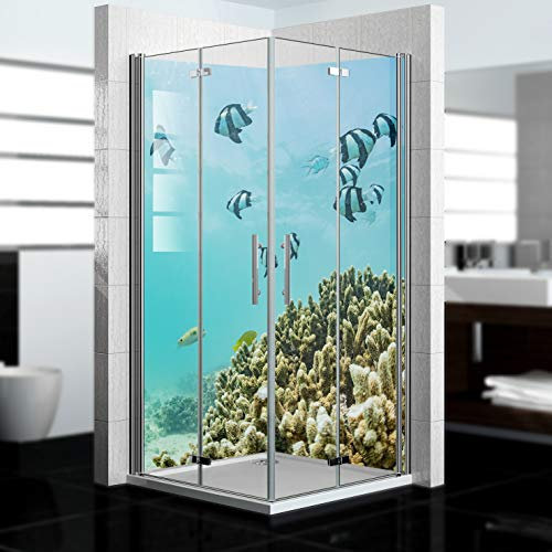 dedeco Pannello posteriore doccia impermeabile, motivo: oceano V4, 2 x 90 x 210 cm, come pannello posteriore per il bagno per la sostituzione delle piastrelle, come parete decorativa, rivestimento da