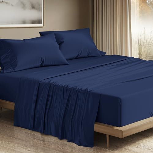 THREAD SPREAD Bettlaken aus 100 % ägyptischer Baumwolle, Queen-Size-Größe, Fadenzahl 1200, 4-teilig, ägyptische Baumwolle, Satin, luxuriöse Bettlaken für Queen-Size-Bett, hohe Fadenzahl, 43,2 cm tiefe
