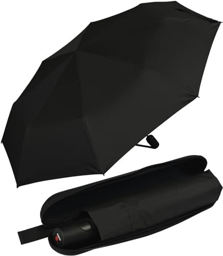 Knirps Regenschirm Taschenschirm mit Auf-Zu-Automatik Travel Duomatic im Case - Black