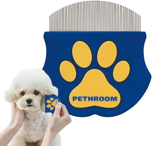 PETHROOM Professional Eye Comb for Pets | Stainless Steel Tear Stain Remover for Cats & Dogs | Gentle Round-Head Grooming Tool | Compact & Portable for Eye Gunk Removal