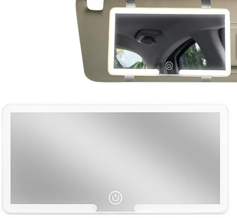 Auto LED-Kosmetikspiegel, Auto Schminkspiegel mit Licht, Universal Sonnenblende Spiegel mit 3 Lichtmodi, Touchscreen Dimmbarer Make-up Spiegel, Tragbarer Reisespiegel für Auto Visier