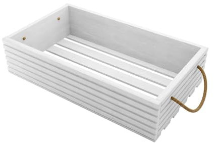 BOGATECO Holzkiste Natur | 60 cm x 35 cm x 14,5 cm | Klassisch-Natur | Aufbewahrungsbox | White