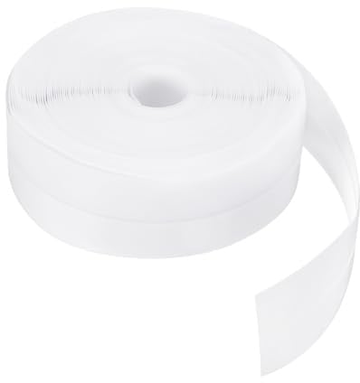 sourcing map Weather Stripping Door Seal 39.37ft x 35mm Silicone Seal Strip for Door Draft Stopper Adhesive Tape Window House Shower Glass Gaps Length 12m, White