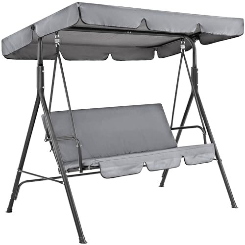 Vcyex Ersatzdach für Hollywoodschaukel 3 Sitzer-hollywoodschaukel dachbezug 210D wasserdichtes Vordach und Stuhlsitzbezug (Schaukel Nicht im Lieferumfang enthalten),249 * 185 * 15cm,Grey