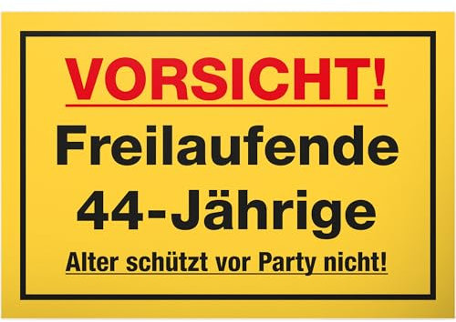 DankeDir! Freilaufende 44-Jährige - 30 x 20 cm Schild - Geschenkidee Geburtstagskarte Partydeko Geburtstagsdeko - Geschenk 44. Geburtstag Freundin Frauen 44 Jahre Geburtstagsgeschenk 44er