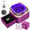 Rosa Eterna con Collana Personalizzata, Idee Regalo Donna Mamma Moglie, Rose Stabilizzate Vera per San Valentino, Festa della Mamma, Natale, Anniversario (Viola)