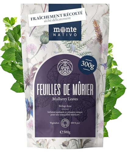 Tè di foglie di gelso Monte Nativo (300g) - Erbe aromatiche senza additivi - Infusi e tisane per la tazza di tè più deliziosa - Raccolte ed Essiccate Delicatamente - Tè alle erbe aromatico- Herbal Tea