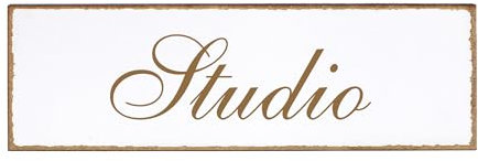 Dekolando Deko Türschild - Studio - Schild 150 x 50 mm - Schilder Türschilder Namensschilder Wohnung selbstklebend Holzschild Tür Holzschilder