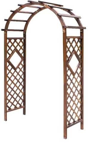 Gartenbogen Pergola aus Holz für Kletterpflanzen, große Outdoor-Spalierlaube für Rosen, Hochzeitsdekoration, 120 x 215 x 50 cm, Braun