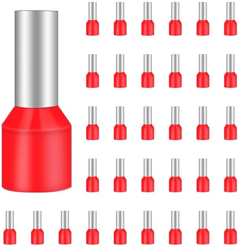 100 Pezzi Puntalini Elettrici, Connettori elettrici, Puntalini Elettrici a Crimpare Set, Connettori a testa tonda maschio e femmina isolati, Per un collegamento sicuro a morsetto (E10-12)