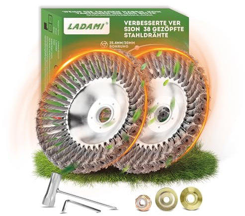 LADAMI Concept amélioré 2025 – Brosse à Mauvaises Herbes Sauvages Brosse à Mauvaises Herbes Débroussailleuse Brosse Ronde 200 x 25,4 cm Brosse de ponçage torsadée cône, Argent