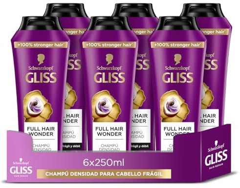 Gliss Full Hair Wonder Shampoo 250 ml - Rafforzante e volumizzante per capelli sottili e deboli, formula riparatrice