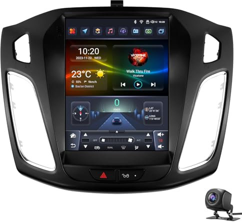 Radio estéreo para automóvil con Pantalla táctil IPS de 9,7 para F-ORD Focus 3 MK3 2011-2019 Android 15 GPS Navi Carplay DSP Dab/Control del Volante/WiFi/BT/Mirrorlink/RDS/USB Cámara(Color:P2-CP)