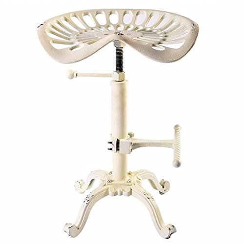 YHKJLYH Industrial Tractor Seat s,Cast Iron Craft Bar Chair,Adjustable Counter Height Stools,Swivel Kitchen Saddle Bar Stools,Metal Outdoor Dining Chair(Color:white) independence