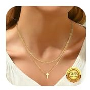 Nelytiya Gold Kreuz Halskette Damen 18K Vergoldete Kreuz Anhänger Kette Kreuzkette Goldkette