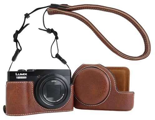 Rieibi TZ99 Kameratasche, PU Leder Kameratasche für Panasonic Lumix DC-TZ99 Digitalkamera, abnehmbare Schutzhülle mit verstellbarem Schultergurt
