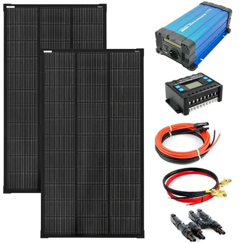 SOLARTRONICS Komplettset 2x120 Watt Solarmodul 1070x580x35, FSD 1000W 12V Spannungswandler 20A Laderegler