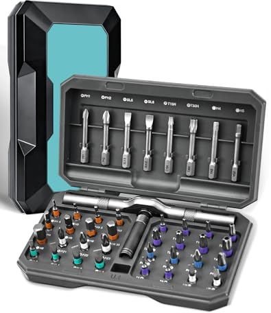 42 in 1 Magnetic Screwdriver Set, Ratchet Screwdriver Set | Detachable T Ratchet Handle, Magnetic S2 Steel Bits, for Furniture, Precision Electrical Appliance Repair