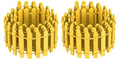 M METERXITY 2-Pack Miniature Fairy Garden Fence, 35 Inch 90x5cm Wooden DIY Small Wood Decorative Picket Fence for Dollhouse/Crafts/Diorama Project, Micro Landscape Ornaments [Yellow]