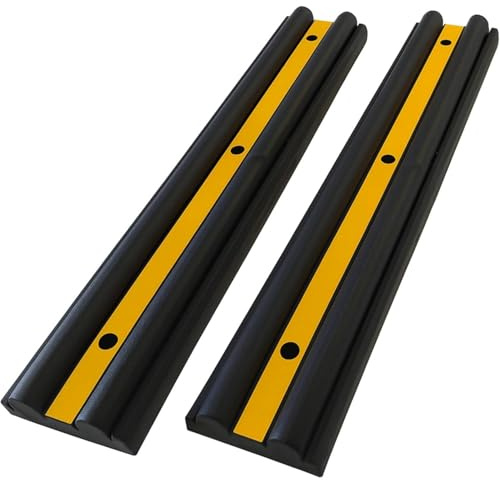Berry Black Wall Bumper Protector 100CM | Heavy Duty Rubber Garage Wall Guard with Reflective Strip | Vehicle Impact Protector for Parking Warehouses Loading Bays Indoor Outdoor Use - Pack of 2