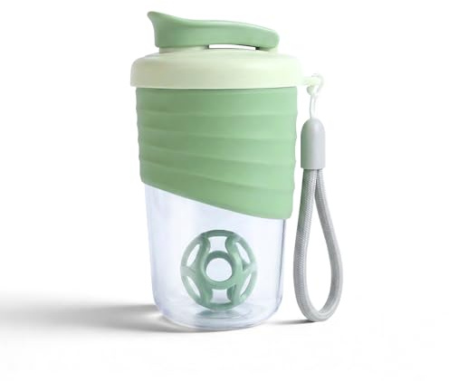 X SIM FITNESSX Protein Shaker Flasche kleine Shaker mit Mixer Ball 530ML (Grün)