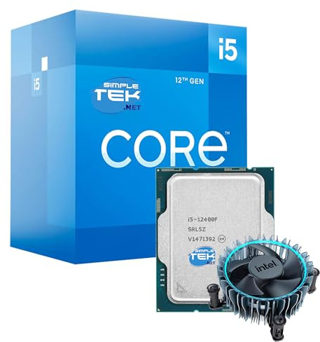 SIMPLETEK - Prozessor i5 12400F für Desktop - LGA 1700-6 Core / 12 Thread - Version mit Kühlkörper enthalten (dedizierte Grafikkarte erforderlich)