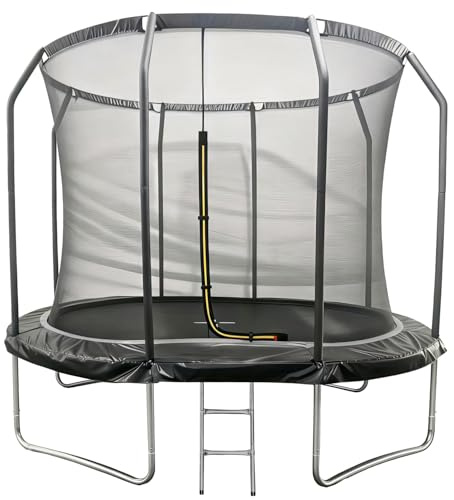 Sydney Trampolin für Kinder, oval, 305 x 214 cm, Schwarz, Gartentrampolin mit Netz und Leiter