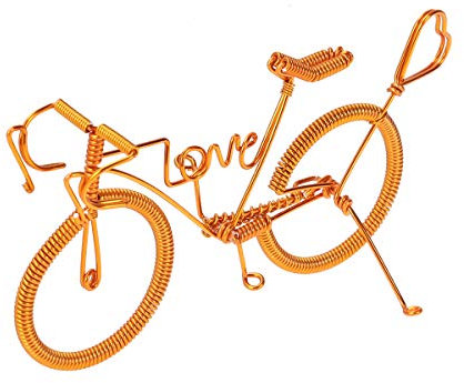 YeahiBaby Metall Fahrrad Figuren Modell Retro Figurine Miniaturen Fahrrad Tischdeko Radfahrer Geschenk (Gold)