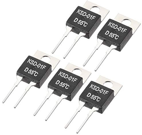 sourcing map 5Stk KSD-01F Thermostat Temperaturregler 55 ℃ NC normal geschlossen