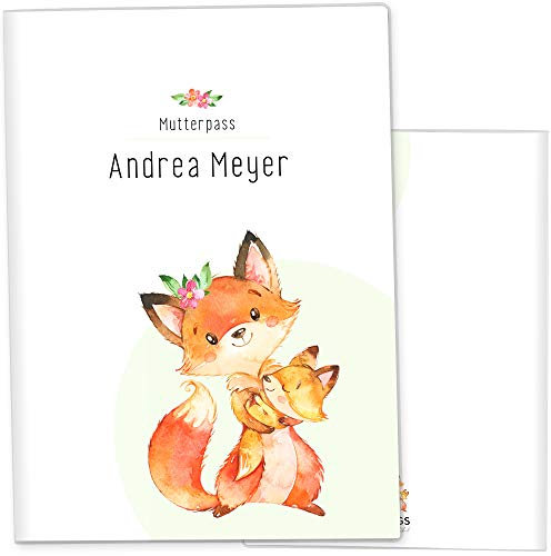 OLGS Mutterpasshülle 3-teilig personalisiert Hab dich lieb | Baby Schwangerschaft Geschenkidee Schutzhülle für den Mutterpass | Für werdende Mütter (Deutsche Mutterpasshülle personalisiert, Fuchs)