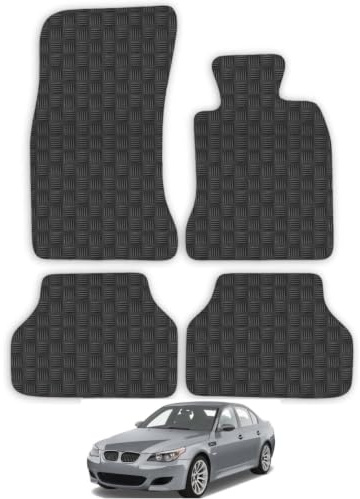 Compatible with Rubber Car Mats for BMW 5 Series (2003-2010) [Manual] 3mm | Tailored Fit Durable Floor Mats Full Coverage Protection Waterproof Accessories Easy Clean Anti Slip Made in the UK