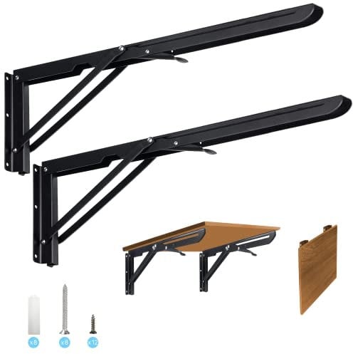 Regalträger, 500mm 2 Stück Edelstahl Klappkonsole Klappscharnier Klappkonsole Schwerlast für Bänke und Regalkonsole, Regalträger Schwarz
