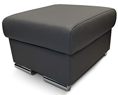 Quattro Meble Dunkelgraues Echtleder Hocker aufklappbar mit Stauraum Sitzhocker Rindsleder Sitzwürfel 60x55 Fußhocker Polsterhocker Echt Leder Puff Leder Toledo Anthrazite