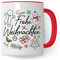 Weihnachten Tasse Weihnachts Kaffee-Becher Teetasse Christmas Glühweintasse Geschenk Geschenkidee Frohe Weihnachten Winter Kaffeetasse Fest Winter weihnachtlich X-Mas Advent (Weiß/Rot)