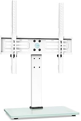 FITUEYES Supporto TV da Tavolo per 26-55 Pollici, Base TV Universale con 6 Altezza, Piedistallo TV Universale con 8mm Vetro Temperato, Max VESA 400x400mm Portata 40kg