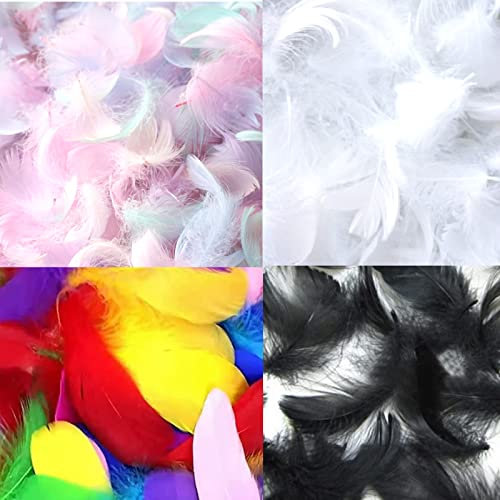 BDSHUNBF 400PCS Bunte Federn, Federn zum Basteln, Feder Handwerk für DIY Ohrring, Hochzeit, Traumfänger, Kopfschmucksfedern, Schulhandwerk