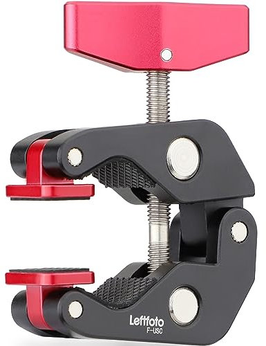 Leftfoto Universal Super Clamp,Crab Shaped Camera Clamp,All-Metal Pliers Clip for HERO 12 11 10 9 DJI Osmo Action 4 3 Sports Camera Tripod Legs/Bicycles/Table/LCD/Microphones w/1/4'' and 3/8'' thread