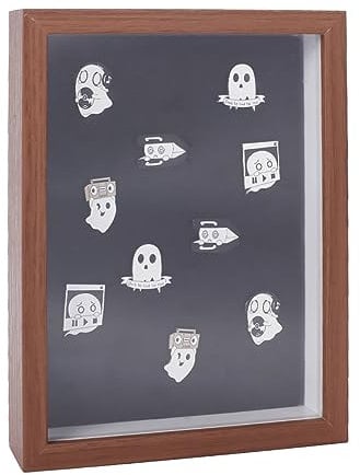 FINGERINSPIRE Anstecknadel Vitrine Aus Holz 22x17x4.5 cm Rechteckig Präsentationsbox Für Abzeichen Aus Holz Mit Filz Fenster Schmuck Brosche Organizer Rahmen Mit Kleiderbügeln Rückenstütze
