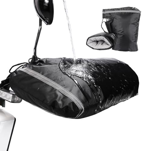 Geteawily Manchons De Guidon Vélo Coupe Vent - Thermique Polaire Gants De Guidon - Gants De Guidon De Moto - Hiver Impeméable Réfléchissant Mitaines pour VTT Vélo Electrique Trottinette
