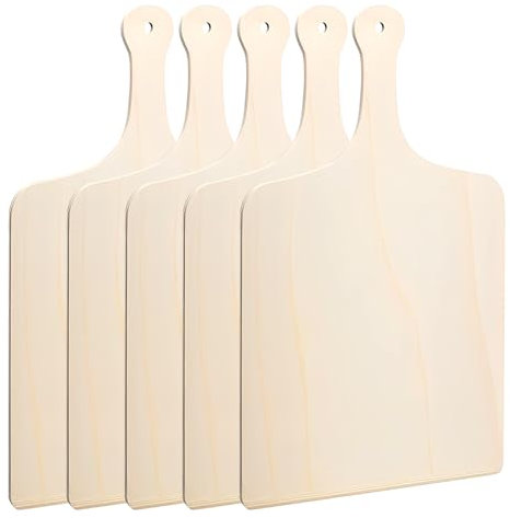 SHUESS Pala para pizza de madera, 5 unidades, 42 x 30 cm, para pizza y pan casero