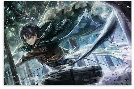 Anime Poster Attack on Titan Levi Ackerman Fighting in The Woods Poster Dekorative Malerei Leinwand Wandkunst Wohnzimmer Poster Schlafzimmer Malerei,Wandkunst Bilddruck Moderne Familienzimmer Dekor 12