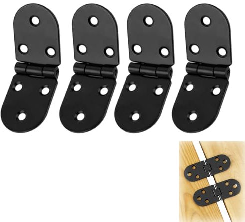 4 cerniere di colore nero, cerniera pieghevole a 180 gradi, in acciaio inox, cerniera pieghevole per tavolo pieghevole, armadio, casse di legno, casa, mobili, nero