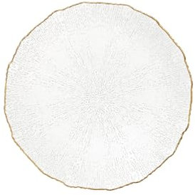 LA PORCELLANA BIANCA Maestà Piatto da Portata Rotondo Filo Oro 33cm Vetro