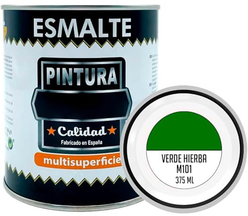 AC - Bote de Pintura Esmalte - Fabricado en España - Ideal para cualquier superficie, Madera, Plástico, Cristal o Cemento - Capacidad de 375 ML - Verde Hierba (M101)