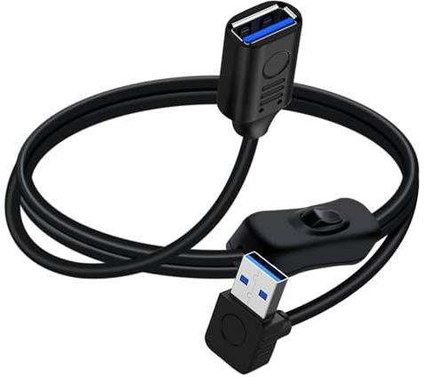 YINGAYOU 90 gradi USB 3.0 interruttore prolunga corto prolunga USB con interruttore supporta il trasferimento di dati e la carica 5Gbps (Alto, 30 cm)