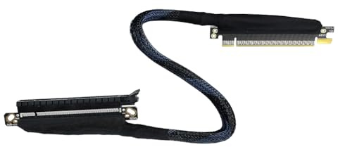 JMT 180 Grad 64 GBS PCIE 5.0 X16 Grafikkarten-Verlängerungskabel, GEN5, geflochtenes Netzkabel, Riser für AI-Server, Grafikkarte, biegbarer GPU-Adapter, 16AB5 (links nach rechts, 30 cm)