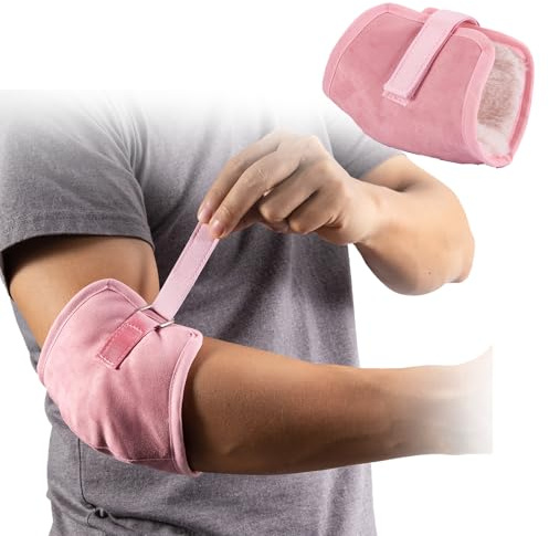 Elbow Pads for Pressure Sores & Bedsores, Premium Suede and Fluff Elbow Protectors No Sponge Design, Adjustable Medical Elbow Protector Pads for Elderly Bedridden Care & Office, Universal Size Pink