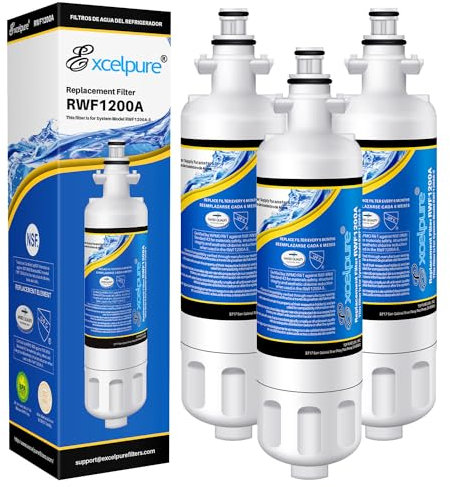 EXCELPURE LT700P Refrigerator Water Filter Replacement for LG LT700P, ADQ36006101, ADQ36006102, WSL-3, Kenmore 469690, 9690, LFXS30766S, LFXC24726D (3 PACK)