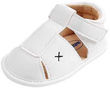 Bébé Garçons Semelle Souple des Sandales Bambin Antidérapant Été Chaussures,Blanc,12-18 Mois